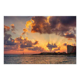 Impressão da foto - nascer do sol em Cancun,