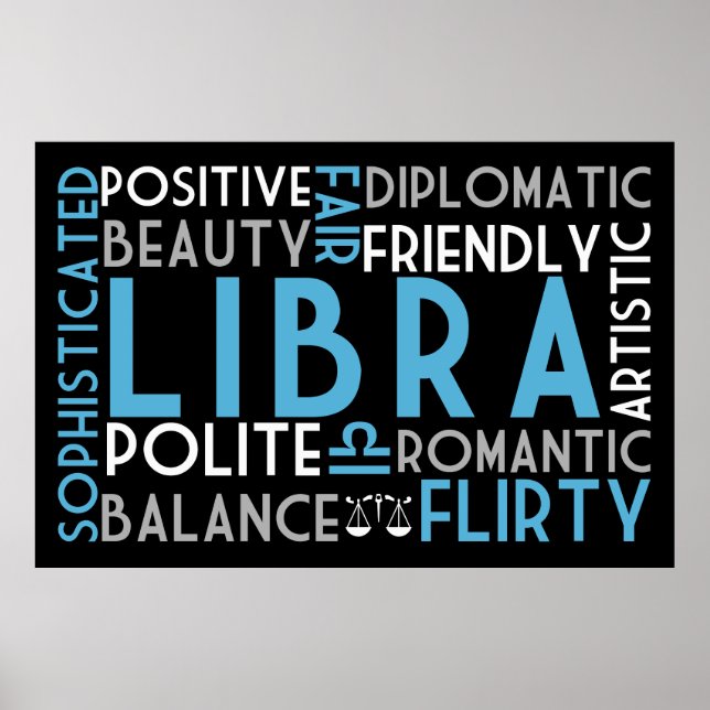 Impressão da Libra Astrologia Word Collage (Frente)