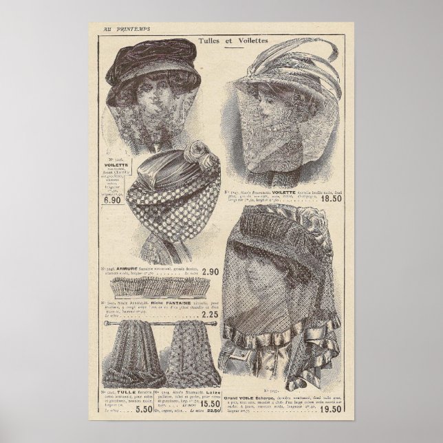 impressão da Moda Francesa Edwardiana de 1910 (Frente)