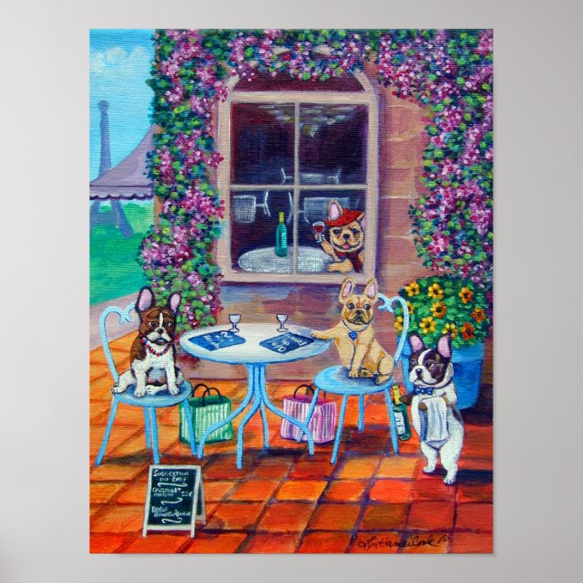 Impressão da Muralha de Arte do Buldogue Francês (Frente)