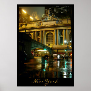 Impressão da noite de New York da arquitectura da