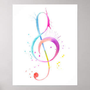 Impressão da nota da música da aguarela