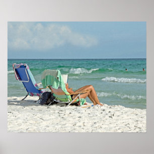 impressão da pintura 16x20 que relaxa na praia