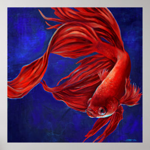 Impressão da pintura dos peixes de Betta
