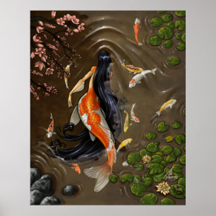 Impressão da sereia de Koi