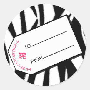 Impressão da zebra & etiqueta cor-de-rosa do Tag