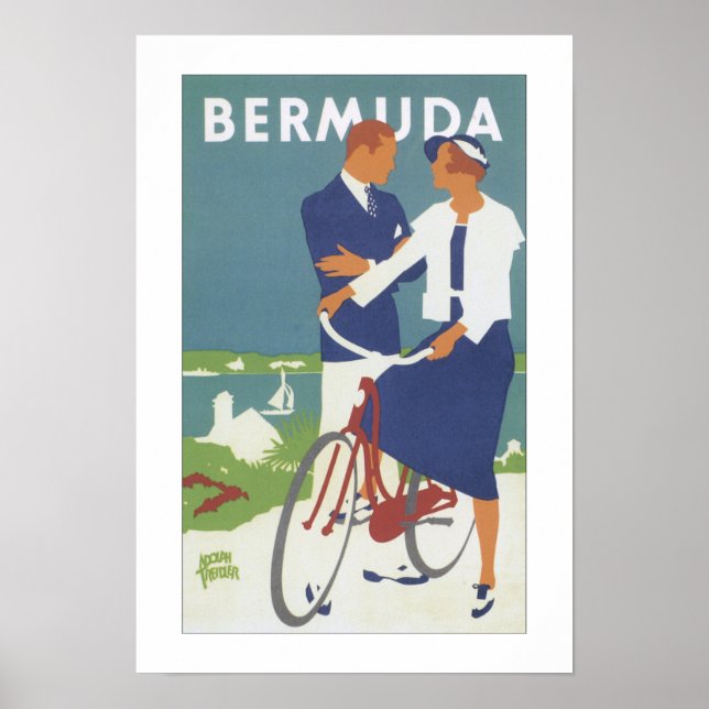 Impressão das Bermudas viagens vintage (Frente)