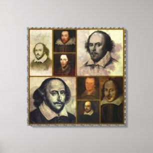 Impressão das canvas da colagem de Shakespeare