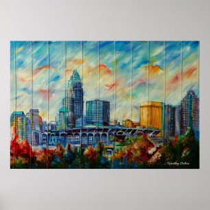 Impressão das canvas da skyline de Charlotte,