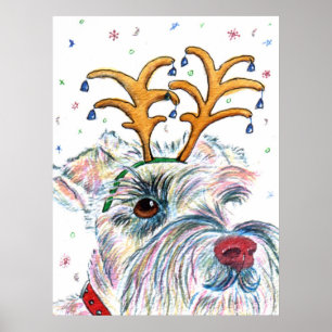 Impressão das canvas do Schnauzer do papai noel