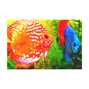 Impressão das canvas dos peixes do aquário do