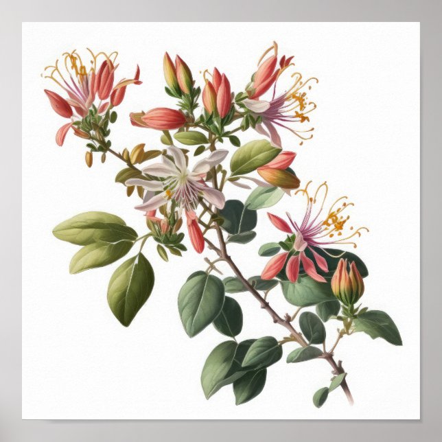 Impressão das Flores de Honeysuckle (Frente)