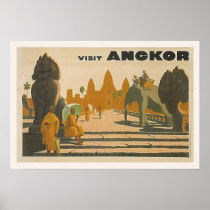 Impressão das viagens vintage de Angkor Wat