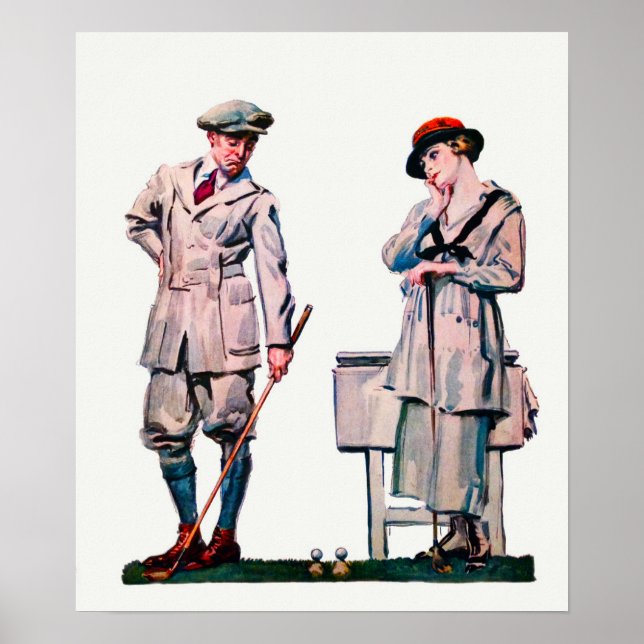 impressão de 1920 Golf Watercolor (Frente)