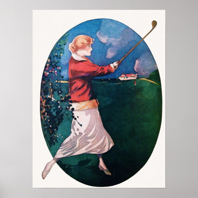 impressão de 1921 Golf Watercolor (Frente)