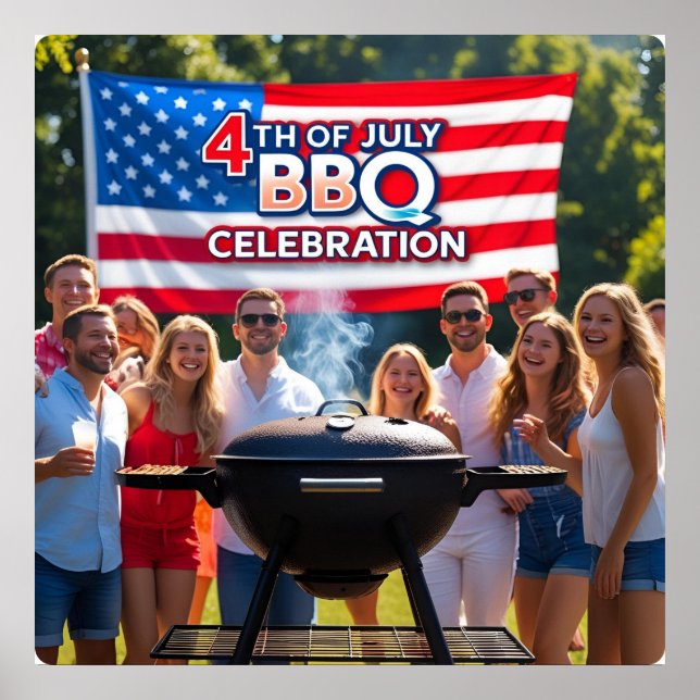 impressão de 4 de julho de Celebração de CHURRASCO (Frente)