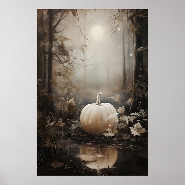 Impressão de Abóbora de Madeira de Outono, Hallowe (Frente)