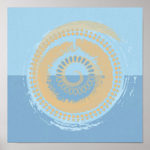 Impressão de abstrato azul e espiral torácica De