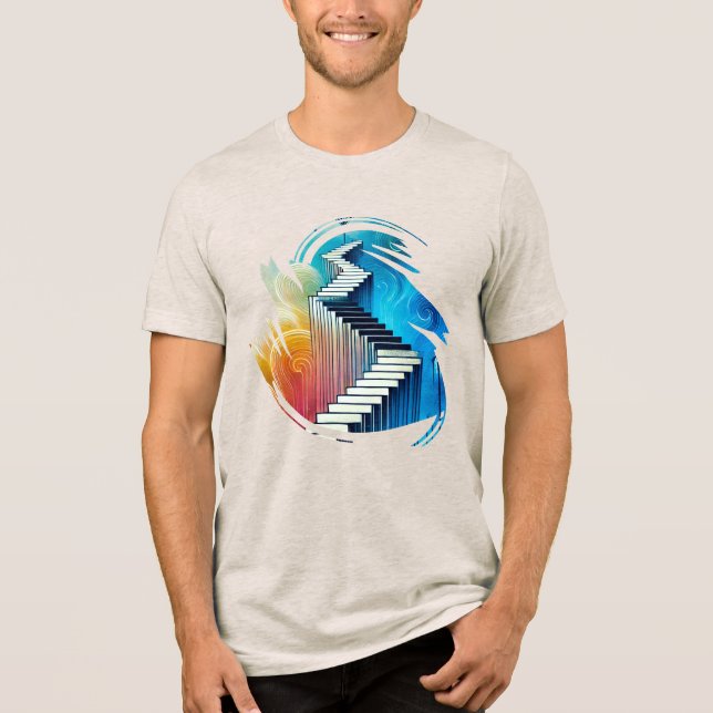 Impressão de abstrato - Camisa - Escadas para Mult (Frente)