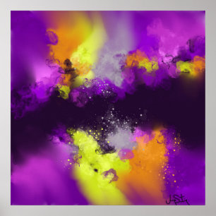 Impressão de Abstrato de Arte Amarelo Violeta Roxo