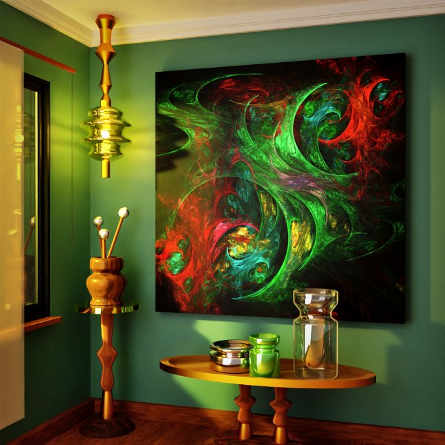 Impressão de Abstrato de arte Gênesis (Genesis Green Abstract Art Wrapped Canvas Print)