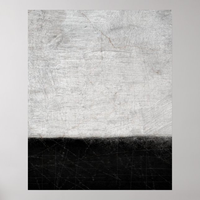 impressão de Abstrato de 'Níveis' preto e branco (Frente)