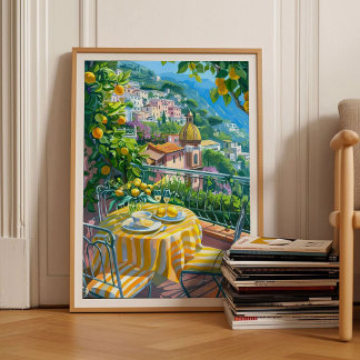 Impressão de Amalfi Ilustração da Costa de Amalfi
