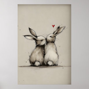 Impressão de Amor de Coelho, Impressão de Arte de 