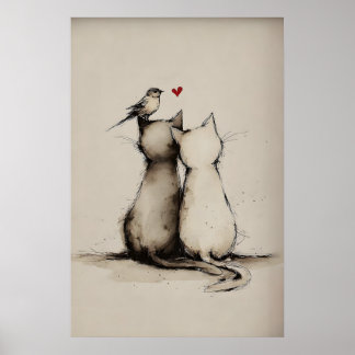 Impressão de Amor de Gato, Impressão de Arte Anima
