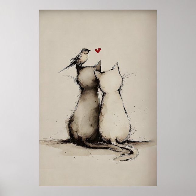 Impressão de Amor de Gato, Impressão de Arte Anima (Frente)