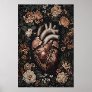 Impressão de Anatomia do Coração Floral, Gótico Mé