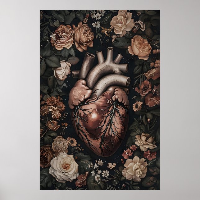 Impressão de Anatomia do Coração Floral, Gótico Mé (Frente)