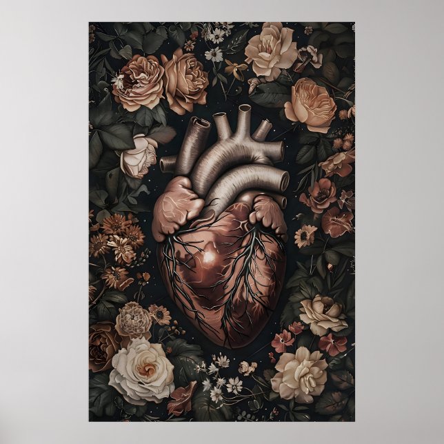 Impressão de Anatomia do Coração Floral, Gótico Mé (Frente)