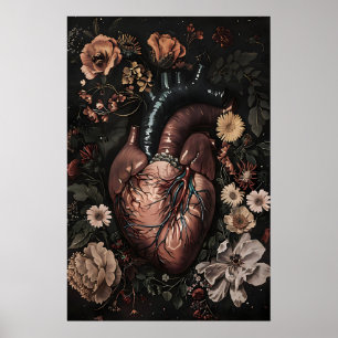 Impressão de Anatomia do Coração Floral, Poster Mé