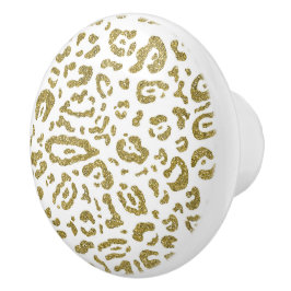 Impressão de animal Glitter dourado Branco Cheetah