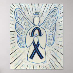 Impressão de anjo de fita de consciência azul e pr