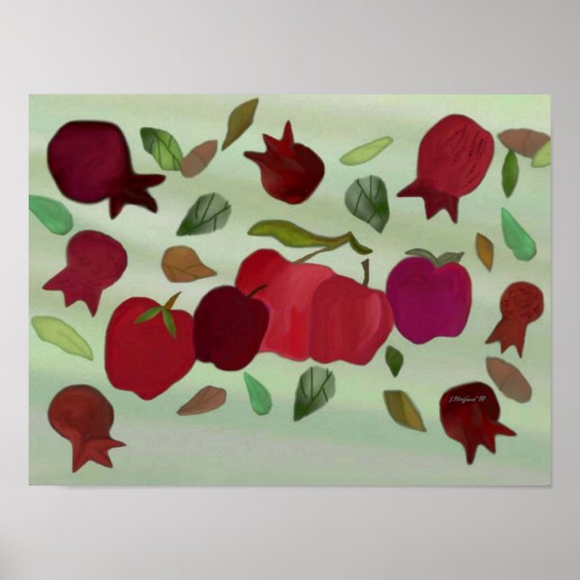 Impressão de Ano Doce de Pomegranatos e Maçãs (Frente)