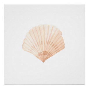 Impressão de Aquarela do Shell Scallop