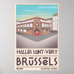 Impressão de Arquitetura de Bruxelas Halles Saint-