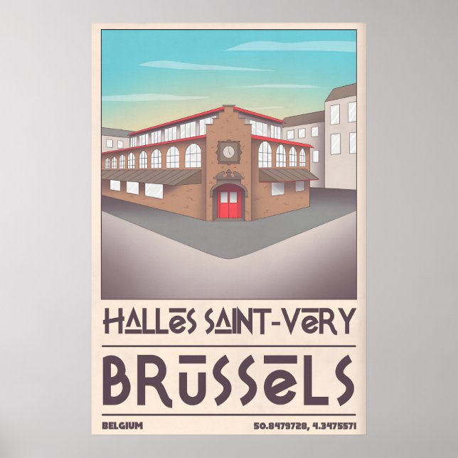 Impressão de Arquitetura de Bruxelas Halles Saint- (Frente)