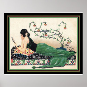 Impressão de Art Deco "Girl With Mirror" - 16x20