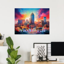 Impressão de Arte Abstrata Colorida de Indianápoli