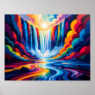 Impressão de Arte Abstrata em Parede da Cachoeira