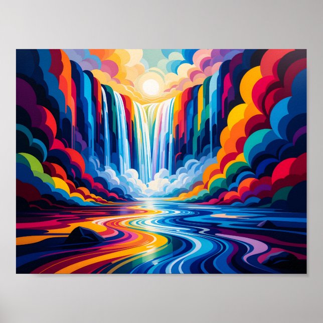 Impressão de Arte Abstrata em Parede da Cachoeira  (Frente)