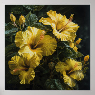 Impressão de Arte Amarelo do Flor Hibiscus
