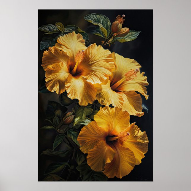 Impressão de Arte Amarelo do Flor Hibiscus (Frente)