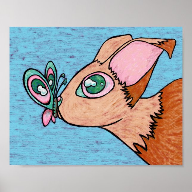 Impressão de Arte, Amigo Borboleta Curioso (Frente)