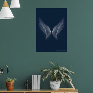 Impressão de Arte Asas de Anjo Prateadas Fundo E