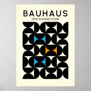 Impressão de Arte Bauhaus Preto Grid Geométrico 19