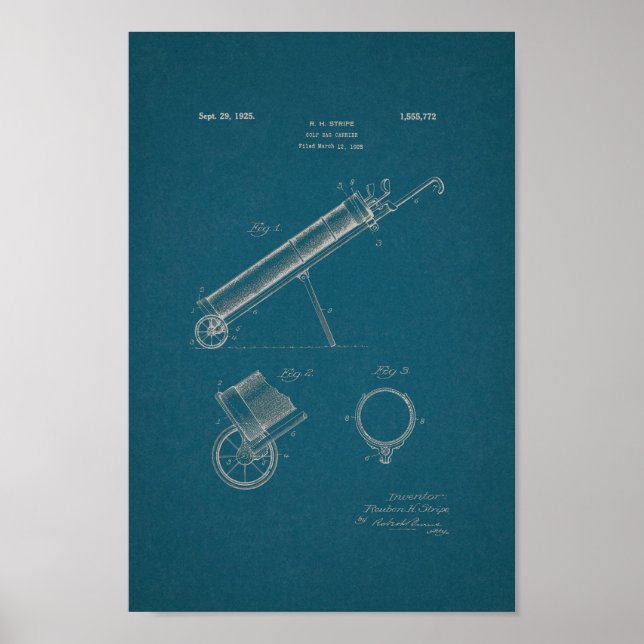 impressão de Arte Blueprint Patente do Golf Bag 19 (Frente)